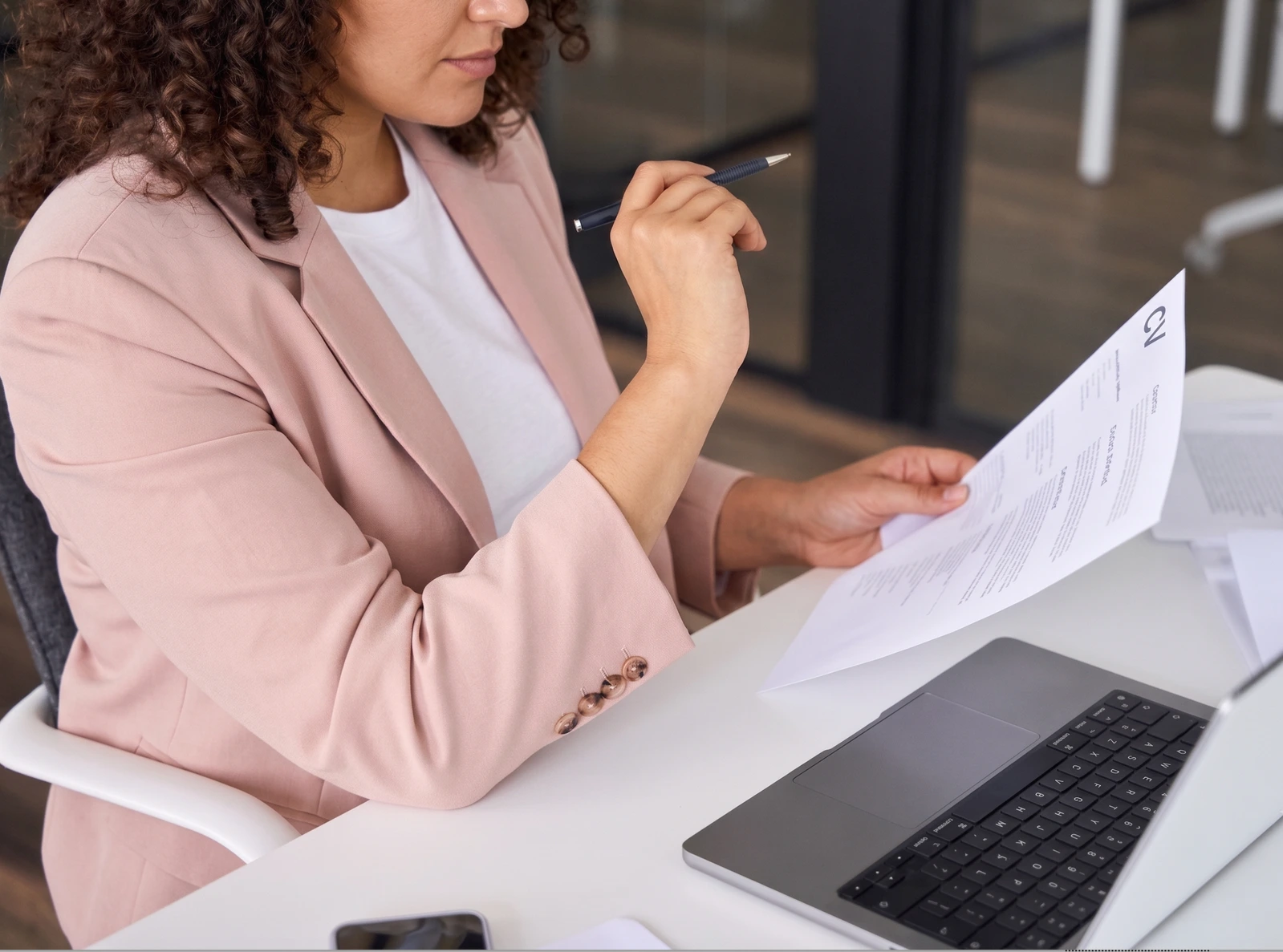 HR consultant reviewing documents with a client